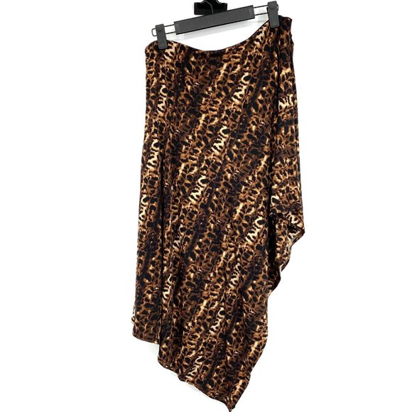 Calvin Klein Dress One Shoulder Leopard Print Mini Brown Black - Picture 12 of 15